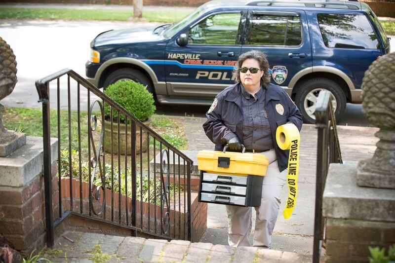 When Sheryl arrives at a crime scene, she comes armed with all of the tools you'd expect, all the way down to police tape.