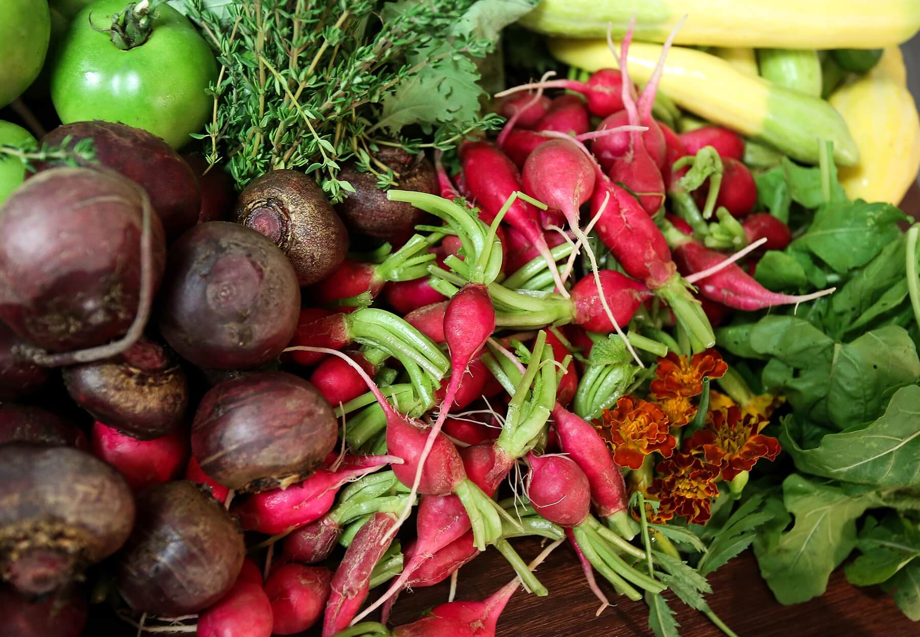 The fresh produce makes its way to Chef's kitchen at Capitol Grille, its bright bounty almost too beautiful to eat!