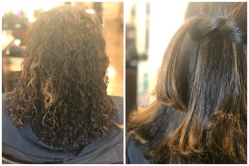 Here is an up-close example of how Element Salon's smoothing treatments relax curly locks and restore hair's strength and shine. Here is an up-close example of how Element Salon's smoothing treatments relax curly locks and restore hair's strength and shine.