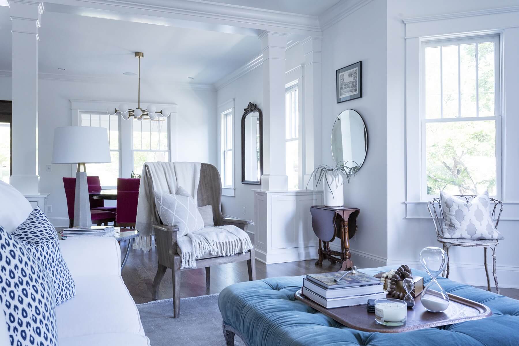 Plenty of natural light flows in during the daylight, and fabulous fixtures like the one above the table in the background offer a soft glow in the evenings. 