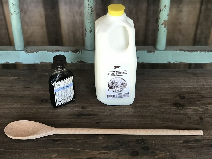 Buttermilk, a wooden spoon and soy sauce are three kitchen essentials! 