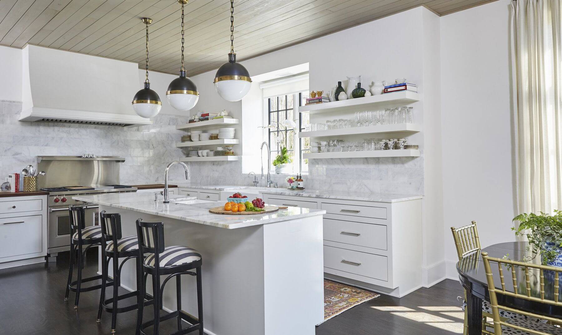 The open shelving and pendant lights are just two of the many enviable features of this kitchen.