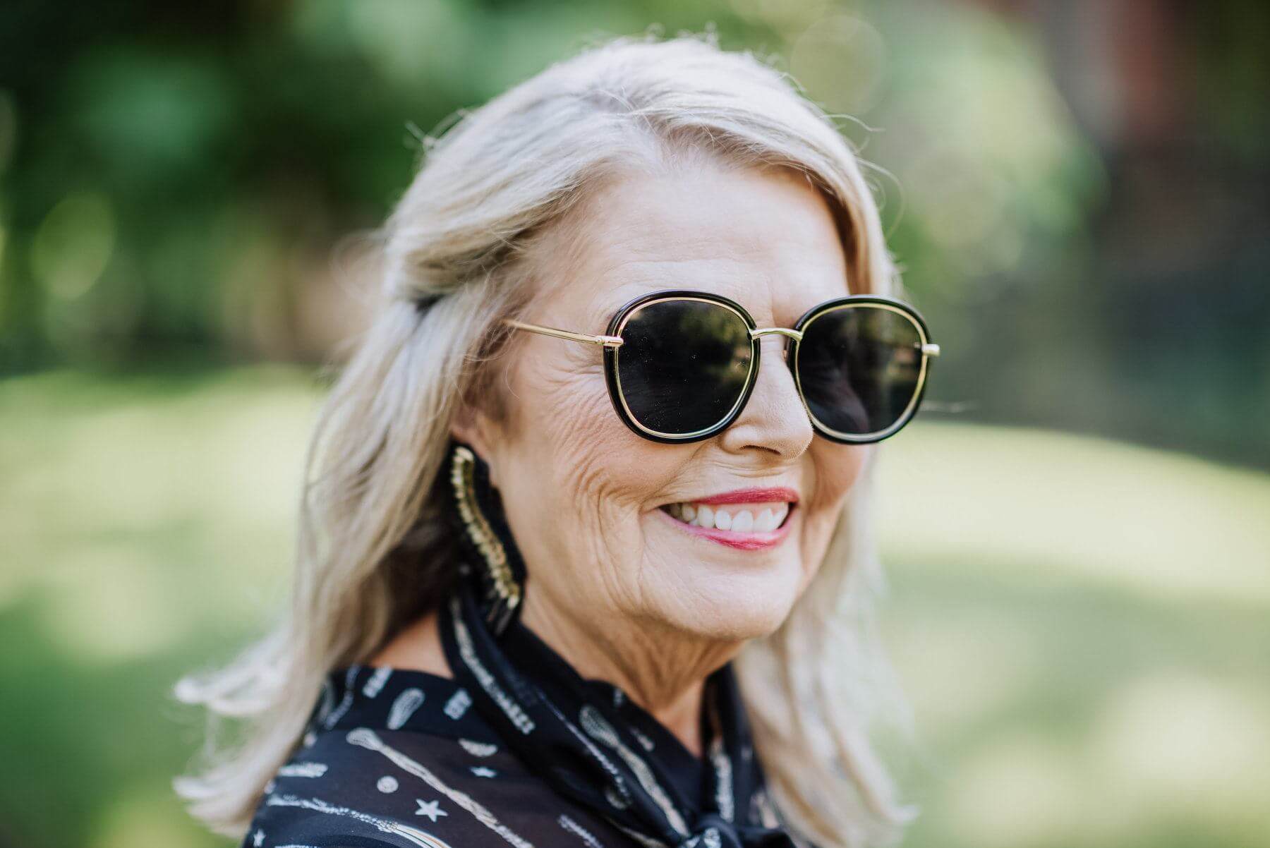 From Rodes: Black and gold crawler earrings, $225 | From Six Sisters: Gold rim black sunglasses, $28 what to wear to october events in louisville