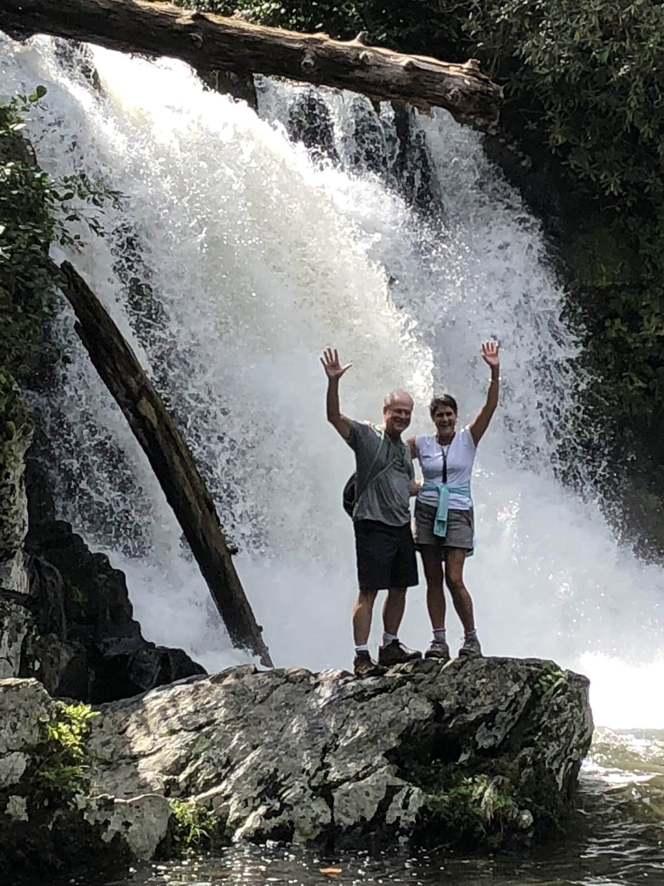My husband and I with Abrams Falls in the background