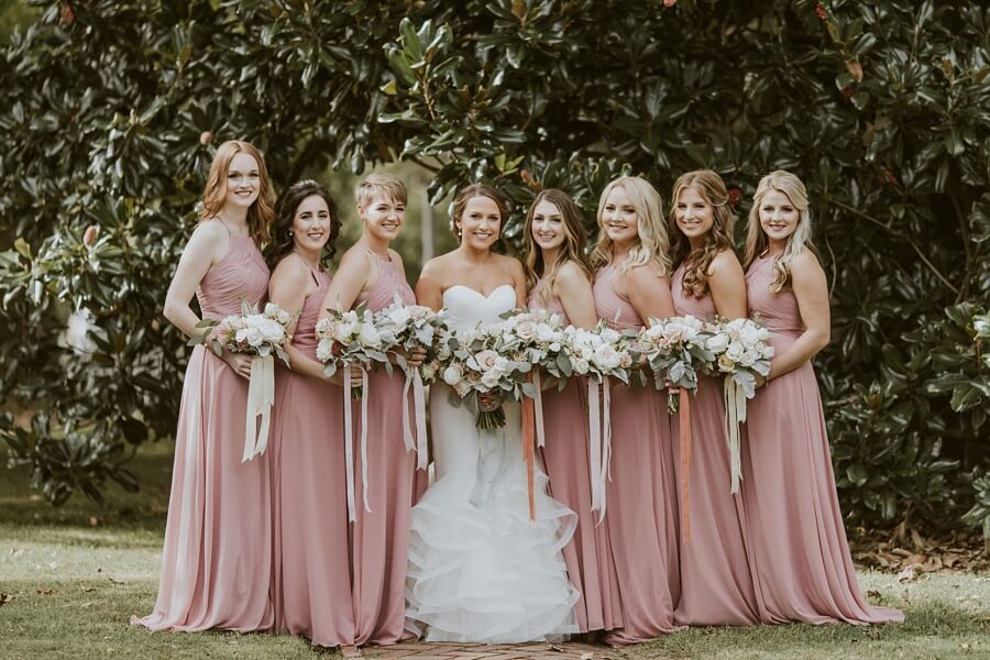 The color scheme continued with the bridesmaids' dresses. The color scheme continued with the bridesmaids' dresses.
