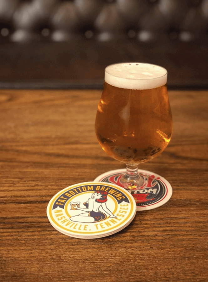 Glass of Fat Bottom beer