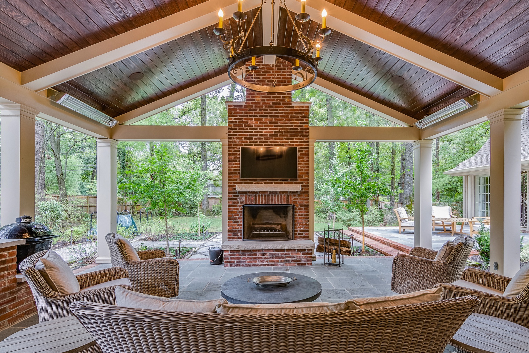 Wicker remains a popular choice among homeowners for versatile outdoor seating. Today’s wicker comes in a wide variety of colors and styles. And infrared heaters installed at the base of these sloping ceilings is subtle, effective and energy-efficient.