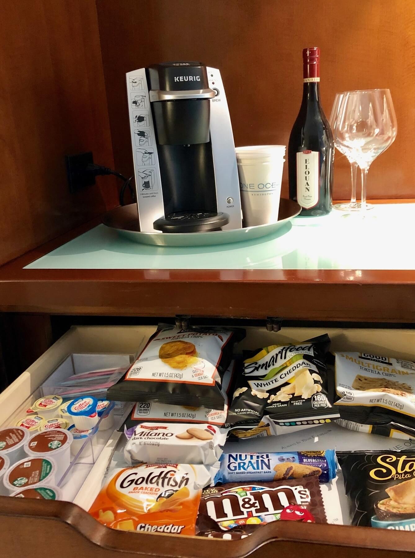 Jacksonville, Florida — Rooms come with a complimentary snack drawer and coffee, with something to please both salty and sweet tooths.