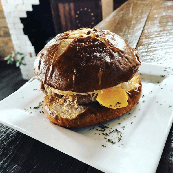 red bicycle breakfast burger