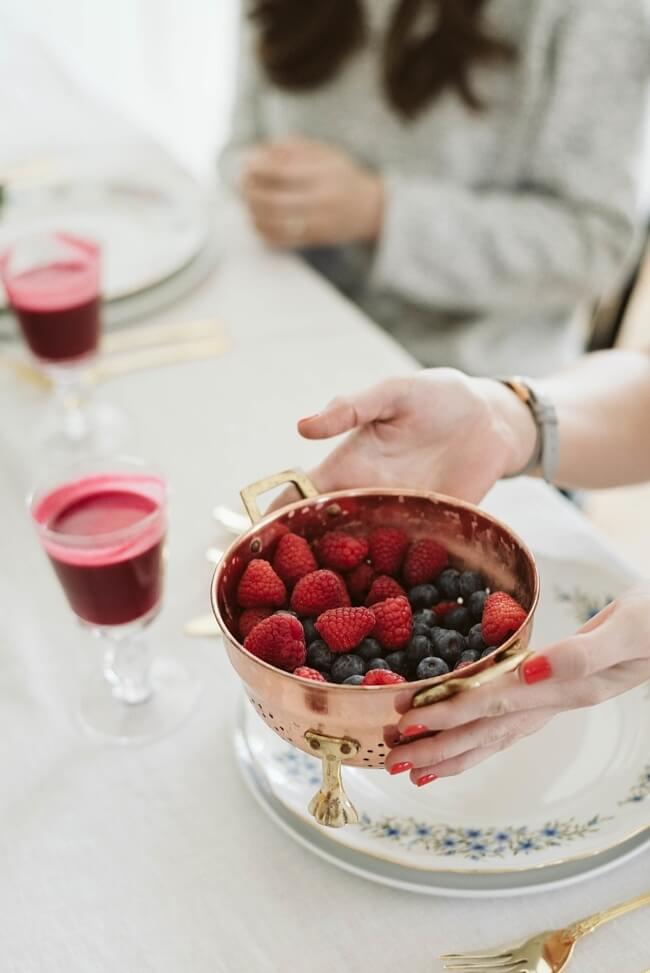 Brilliantly colored berries are a colorful addition to the tablescape as well.