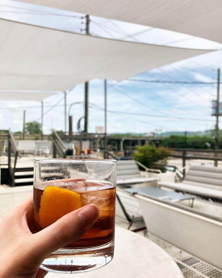 An Old Fashioned on the patio at Carrigan's Pub.