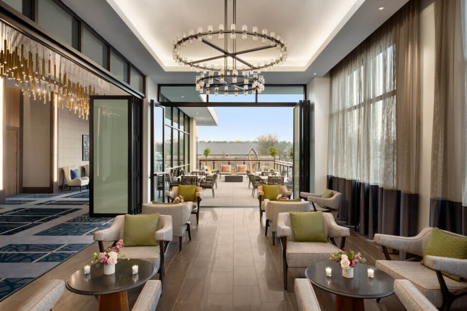The indoor cocktail lounge leading out to the Terrace Bar.