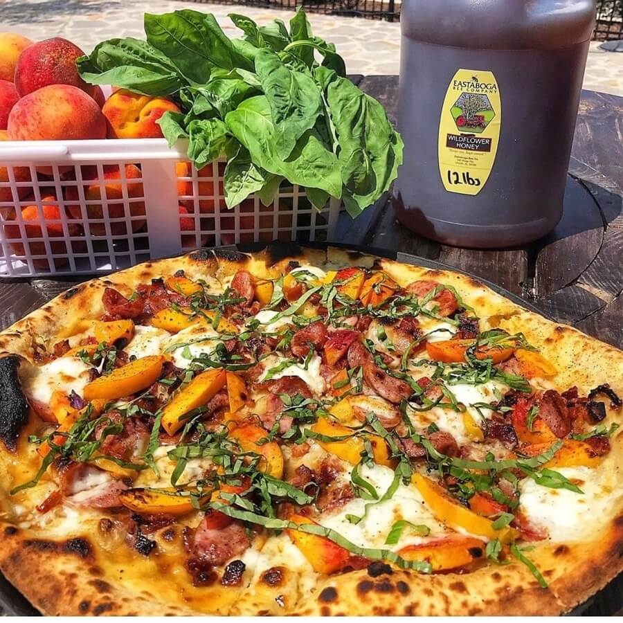 peach pizza