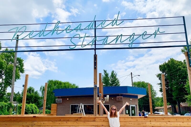Redheads rule — we even have a restaurant named after us. Here I am in front of Redheaded Stranger, a new Nashville restaurant. Image: Mary Blake Graves redheaded stranger restaurant sign
