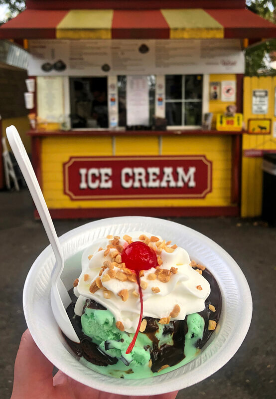 We are obsessed with the Widow's Walk brownie sundae with all of the toppings. Widow Walk- Jeffersonville, IN
