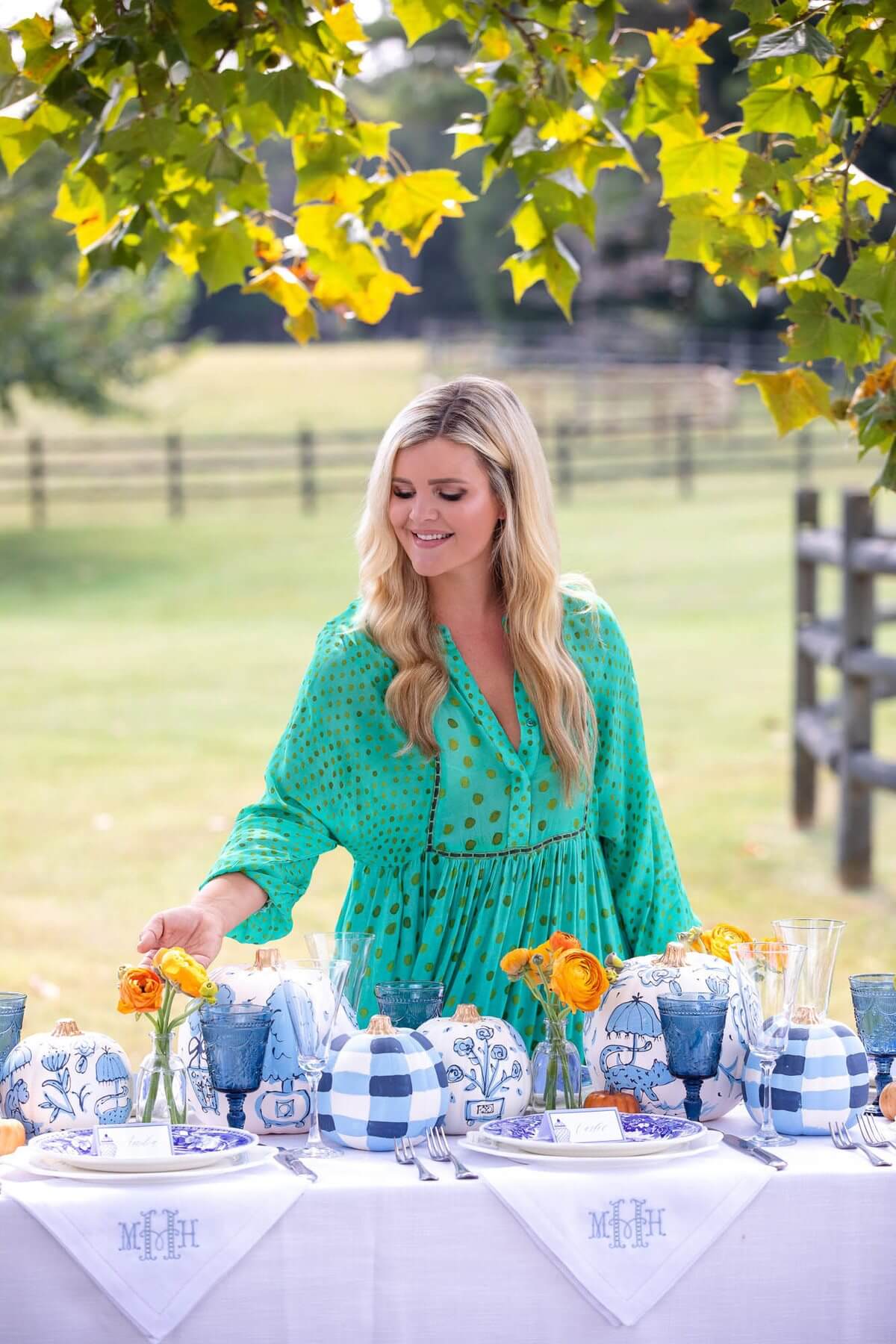 A blue and white color palette -fall table