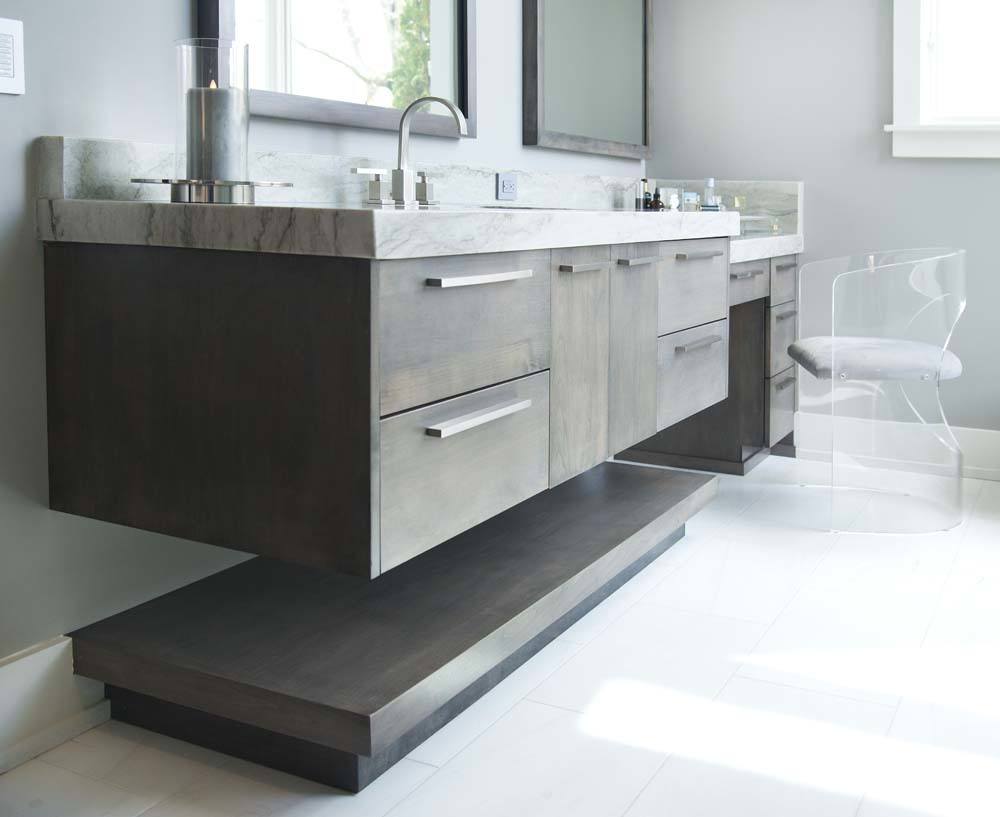 custom floating bathroom cabinetry