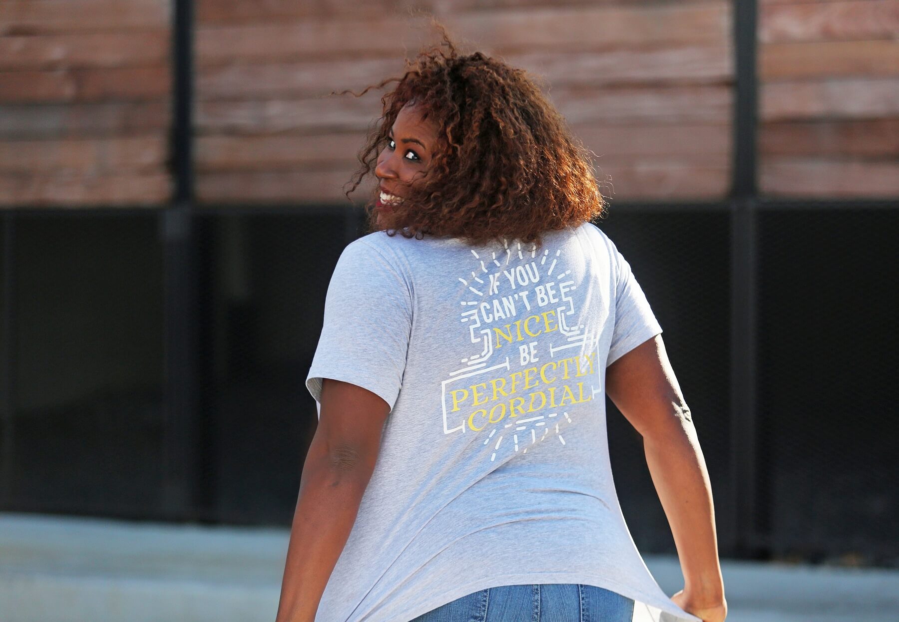 "Tropical Sour is my favorite," Rhonda says. "With one bottle of our Tropical Sour, you can make nine different beverages, not to mention a frosting, glaze, marinade or vinaigrette." Perfectly Cordial T-shirt on Rhonda Cammon