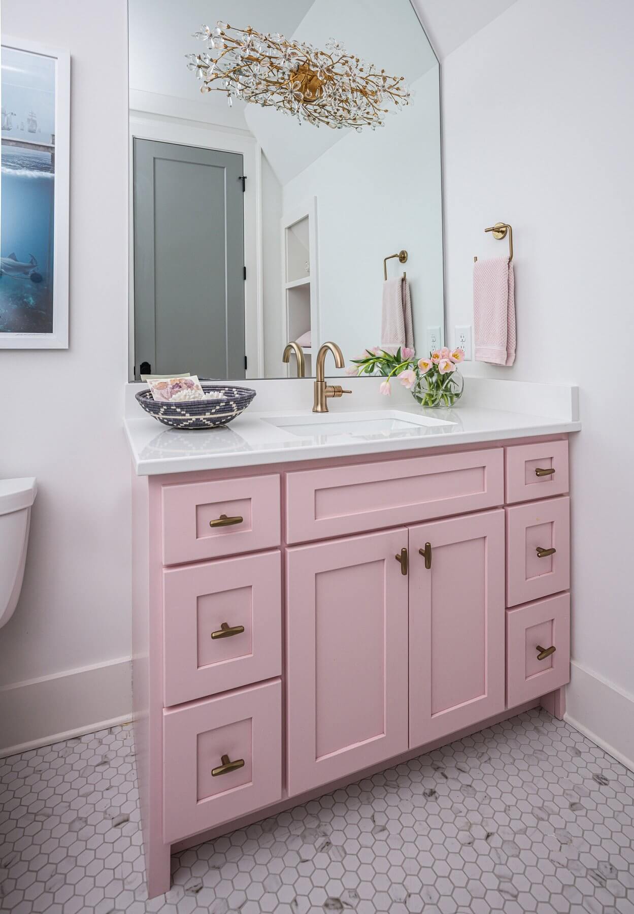 Beth Haley's pink bathroom cabinet