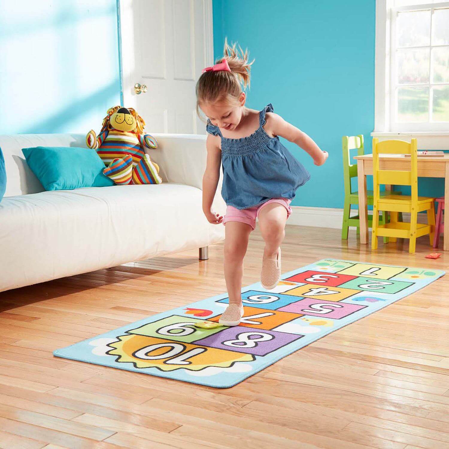 Hopscotch rug, $29.99, from Homewood Toy & Hobby | Image: Homewood Toy & Hobby Hopscotch rug from Homewood Toy & Hobby