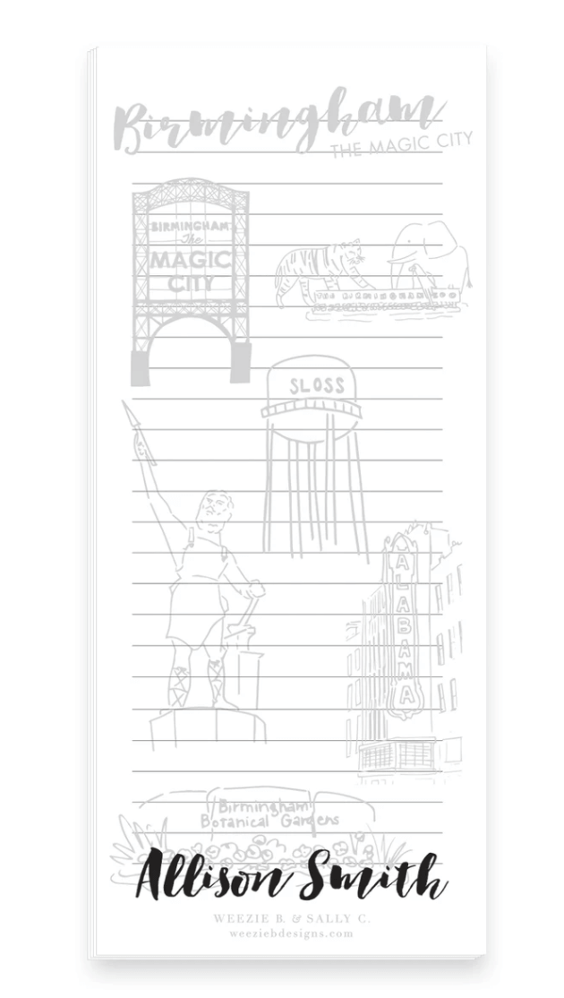 Magic City notepad, starting at $12, from Weezie B. Designs | Image: Weezie B. Designs Magic City notepad from Weezie B. Designs