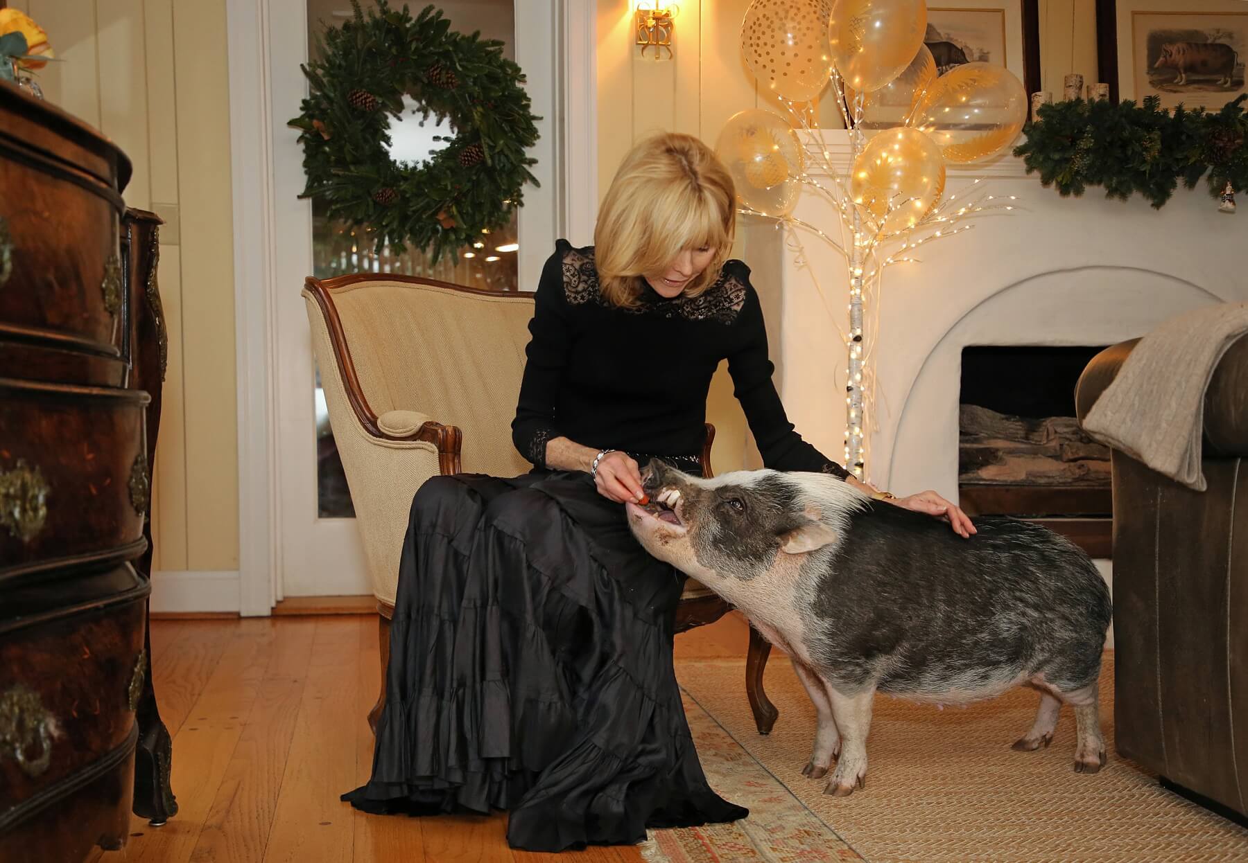 Helen Bransford with her pig