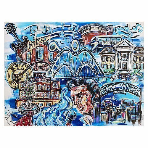 8-by-10-inch print, $27; 11-by-14-inch print, $47, at Custom Art by Nat Coop | Image: Custom Art by Nat Coop Pop Art Memphis Tourism Print