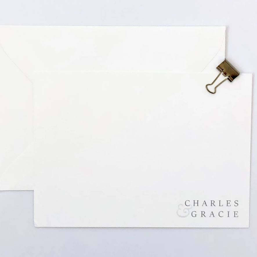 Darby Cards ampersand stationery, $39, at SB Shop | Image: Darby Cards White stationery with two names, a Valentine's Day gift idea
