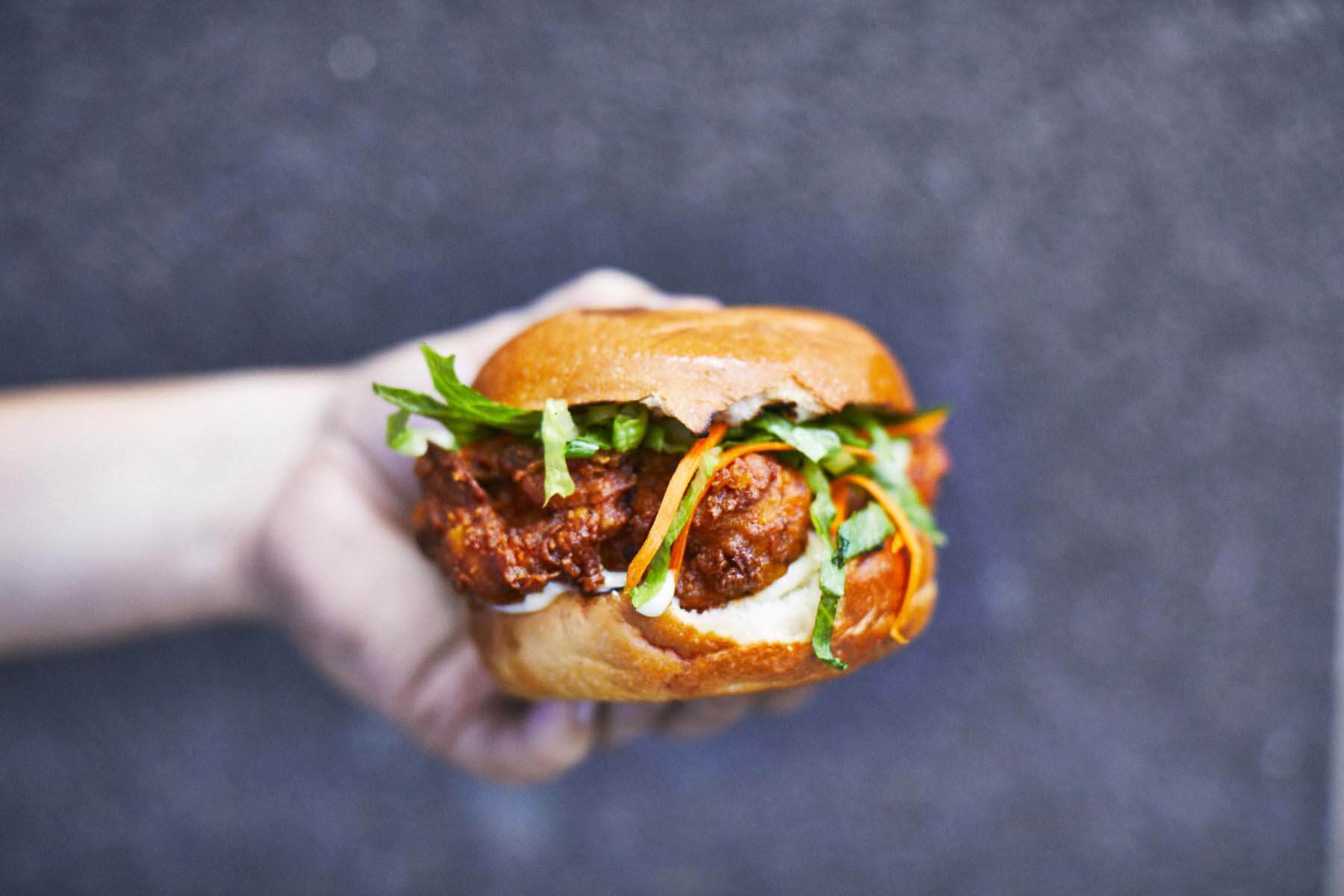 The Spicy Fried Chicken Sammy is a menu winner! Image: Emily Dorio