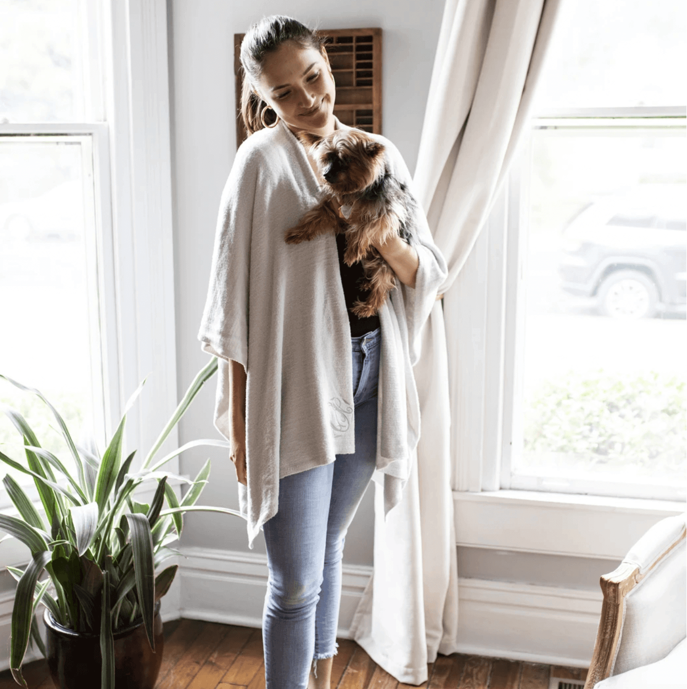 Monogrammed wrap, $92, from SB Shop Monogrammed wrap from SB Shop
