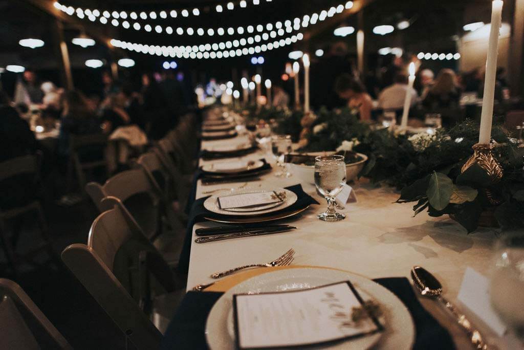 Exquisite settings lined the reception tables, thoughtfully planned by coordinator Sara-Jane Kerstetter of Selah-Vié. table settings at Southern hospitality wedding