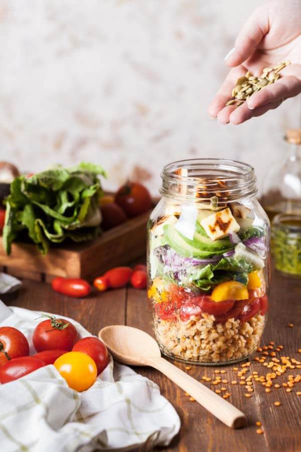 Mason jar of healthy eats for 2021