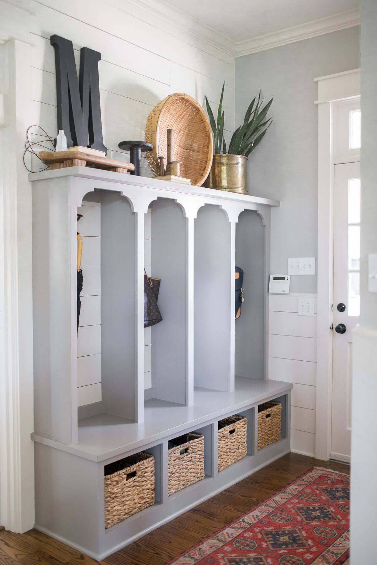 Mudroom hallway with cubby storage