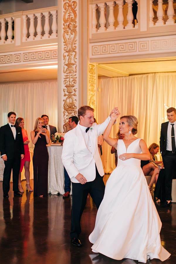 bride and groom have first dance at Memphis Cadre Wedding