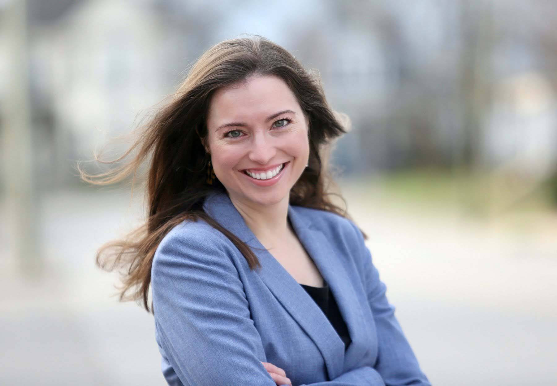 Sara Beth Myers in blue suit