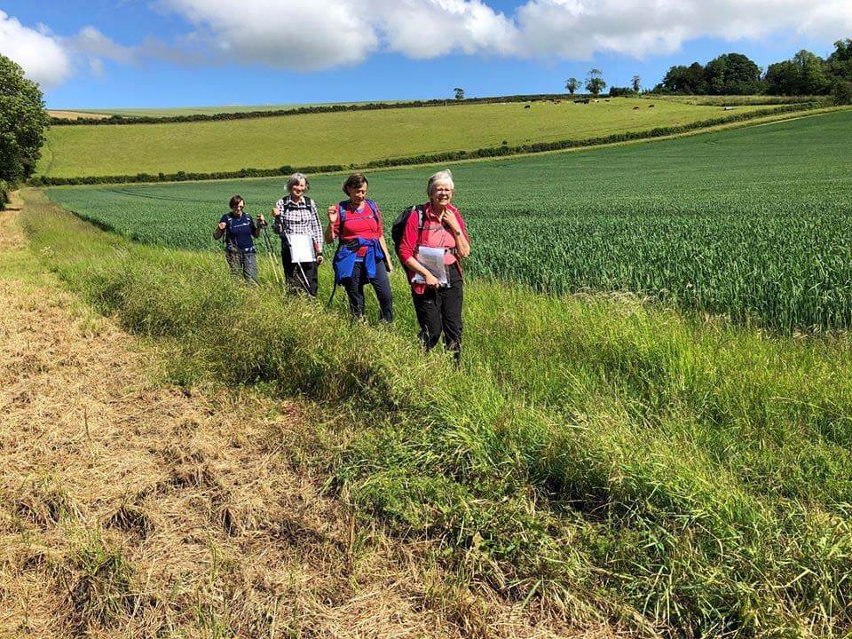 Explore the fields of Dorset, England, through an immersive walking experience, which is, literally, off the beaten path. Image: On Foot Holidays women exploring England on foot, hiking through a field- a 2020 travel trend