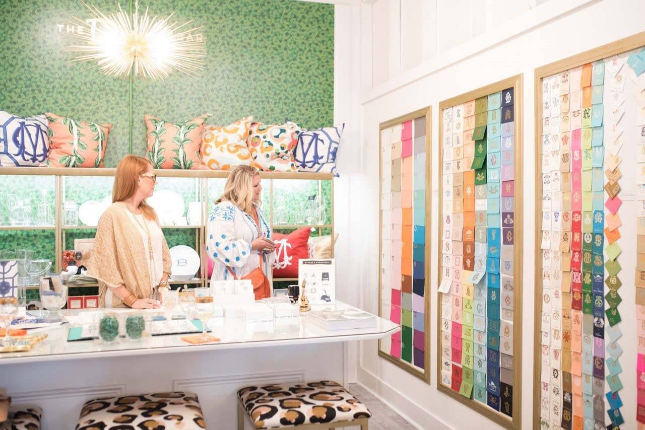 Custom stationery and monogram station in Emily McCarthy store