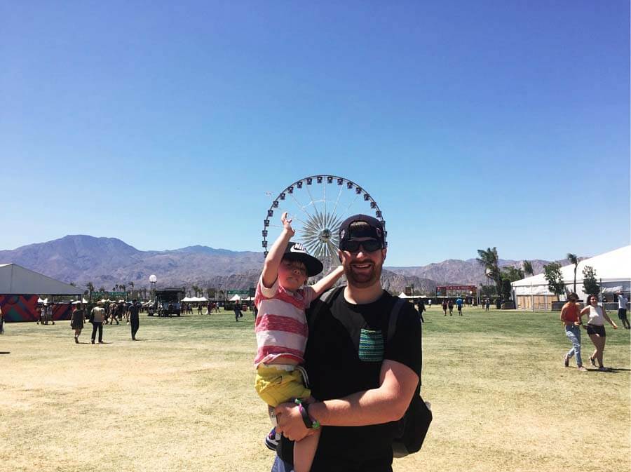 Drew Burchfield and son at Coachella