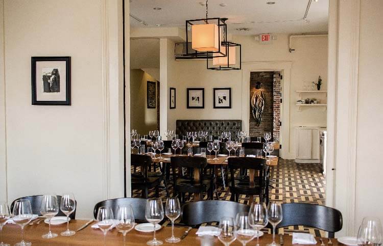 Interior of Decca, a romantic Louisville restaurant