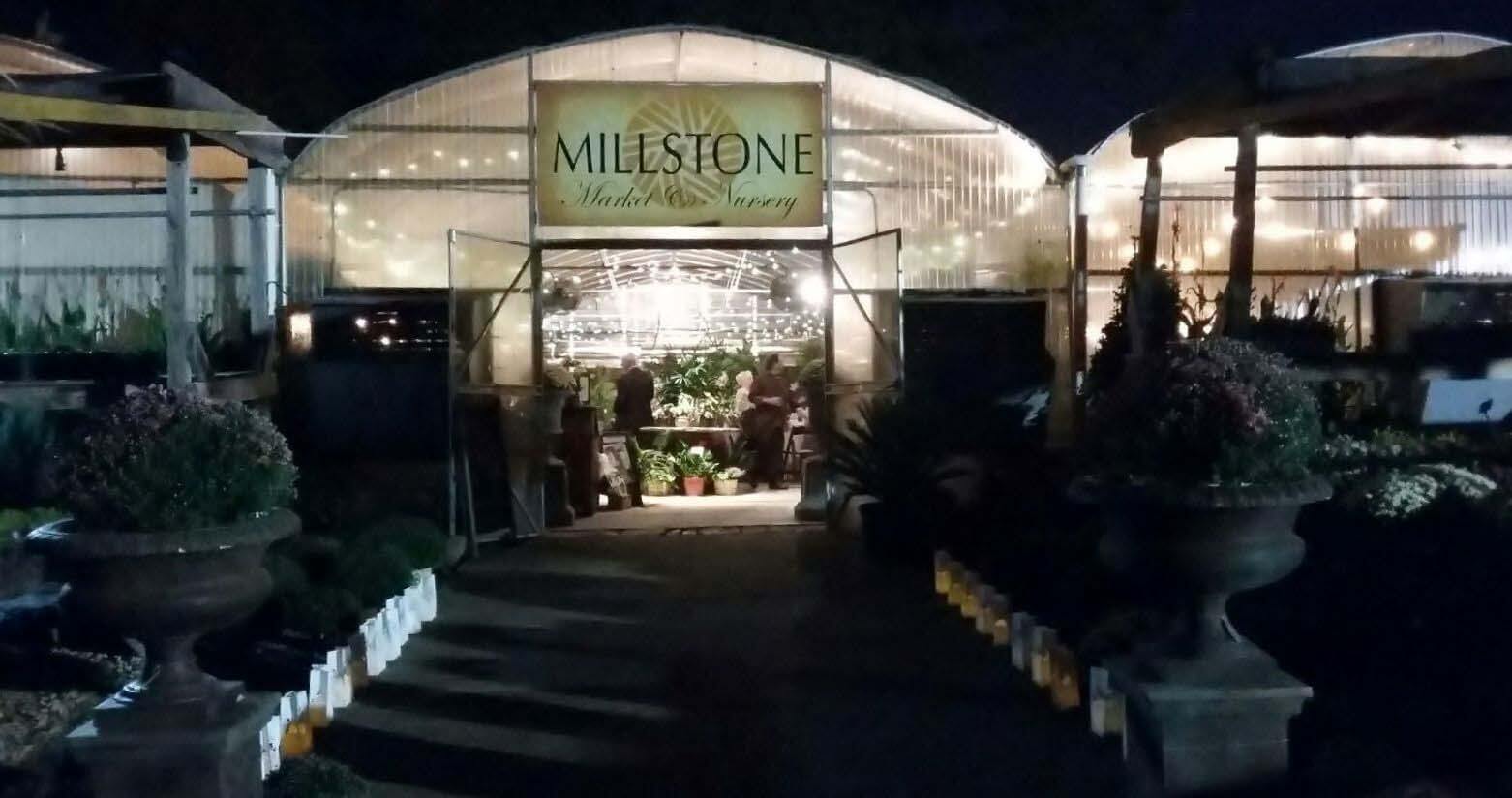 Night view of Millstone Nursery event venue