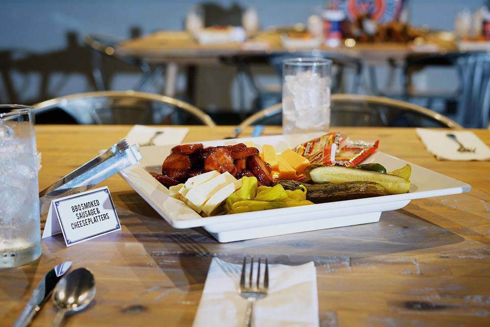 BBQ smoked sausage and cheese platters from Venue901, a unique Memphis venue