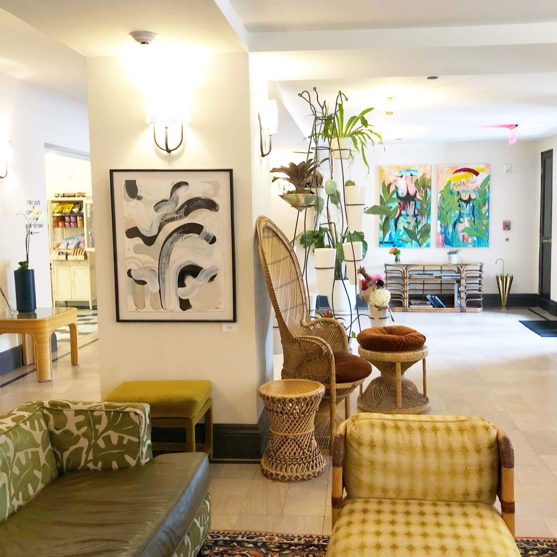 Lobby furniture at Hotel Clermont