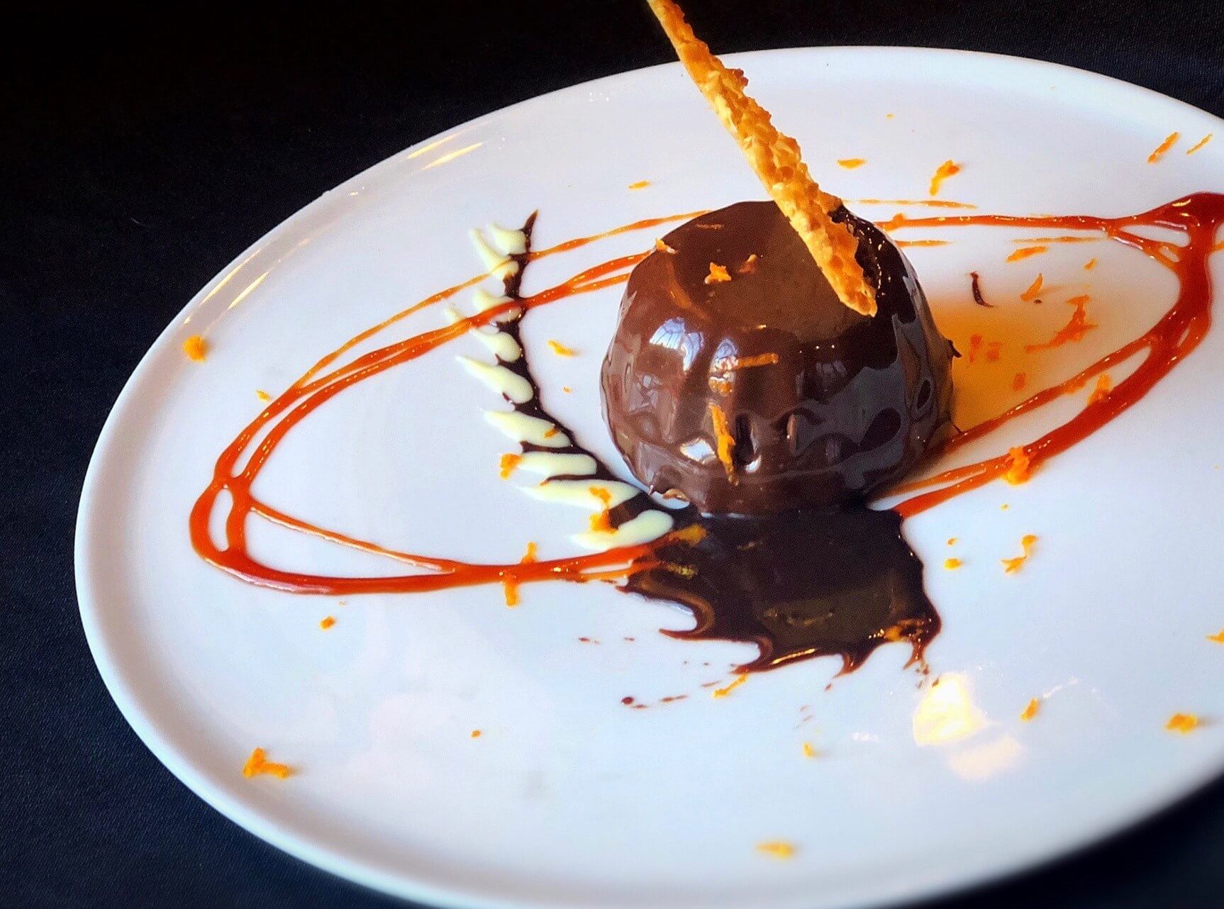 Sinema Flourless Chocolate cake with pumpkin mousse
