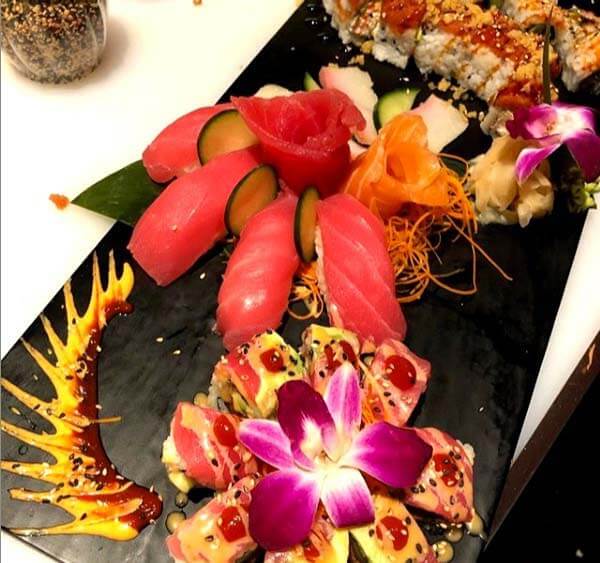 At Abhi Eatery & Bar, ordering a large plate of sushi for everyone to share results in a stunning spread. Image: Abhi Eatery & Bar Sushi plate from Abhi — a new Mountain Brook restaurant