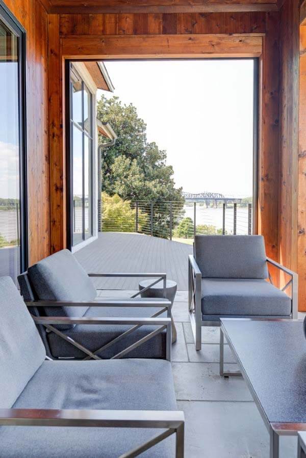 View from porch to deck at South Bluffs home