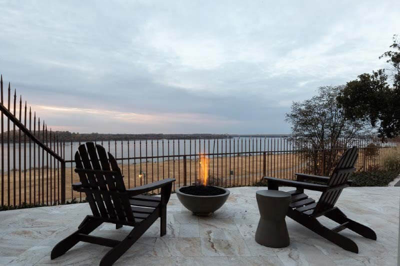 Fire pit looking onto Mississippi River