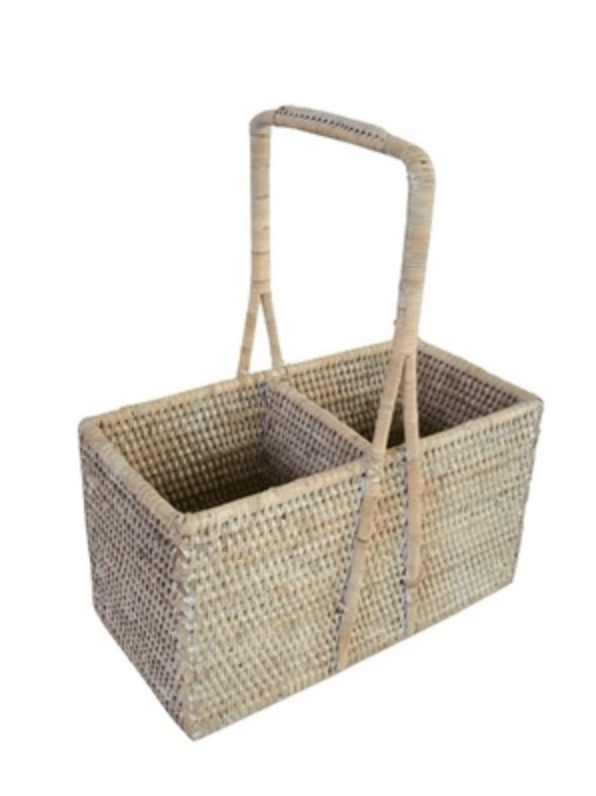 Two-bottle wine basket, $45, at Epergne | Image: Epergne Nashville March FINDS: Wine basket from Epergne