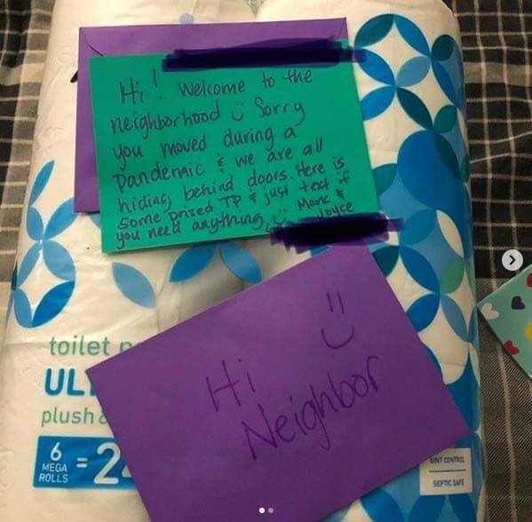 Package of toilet paper with friendly not for "3 Good Things That Happened Yesterday"