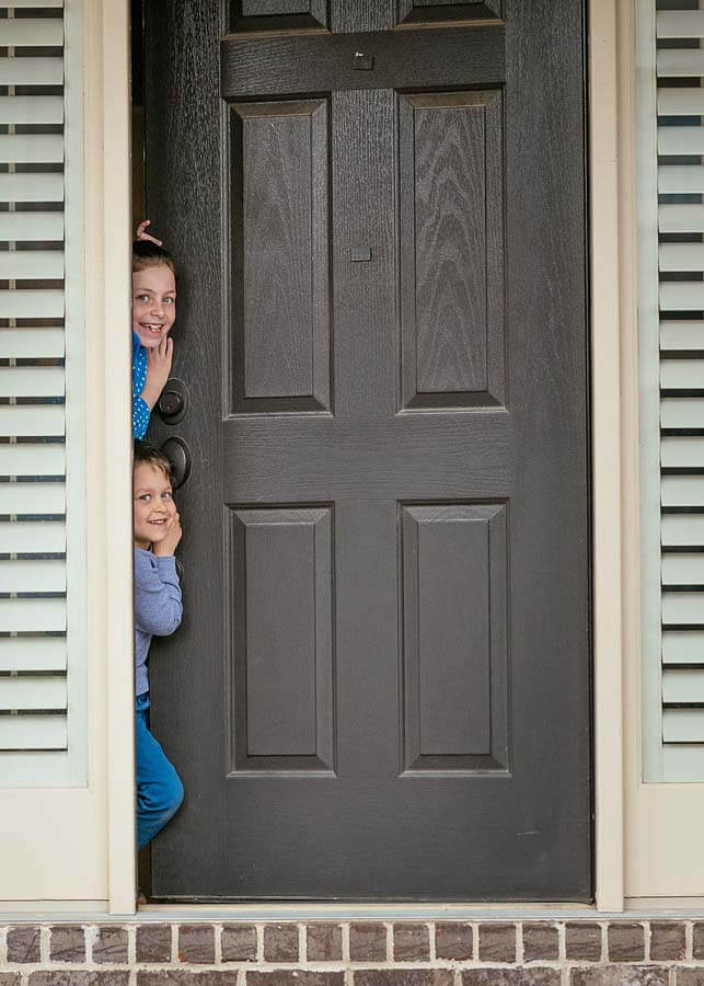 Peeking out the front door. Image: Tausha Dickinson