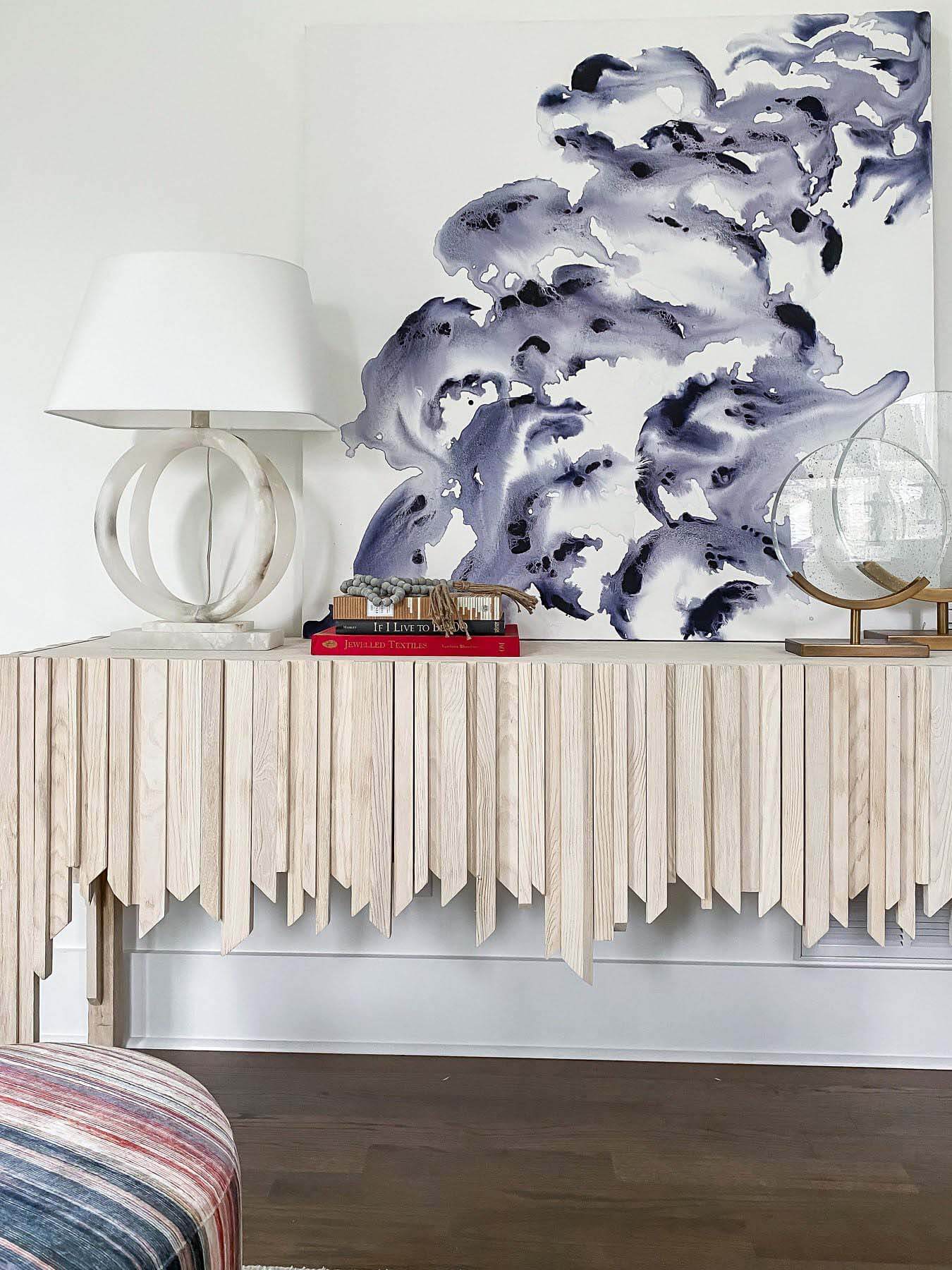 table with lamp and books